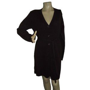 Maglia Medium Long Dark Wine Button Front Belted Cardigan Sweater acrylic m belt